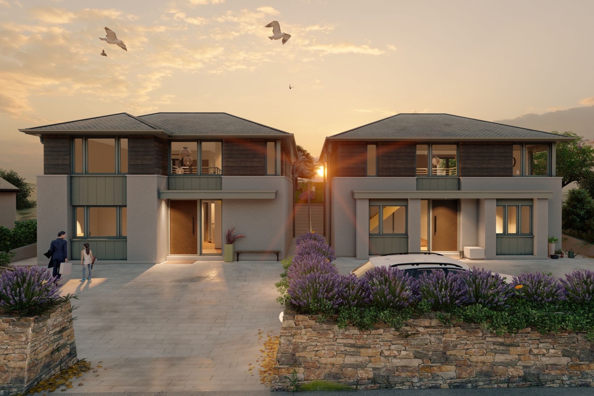 Two contemporary new homes MADEIRA DRIVE - Bazeley Architecture